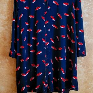 Oversized woman's shirt with classic car